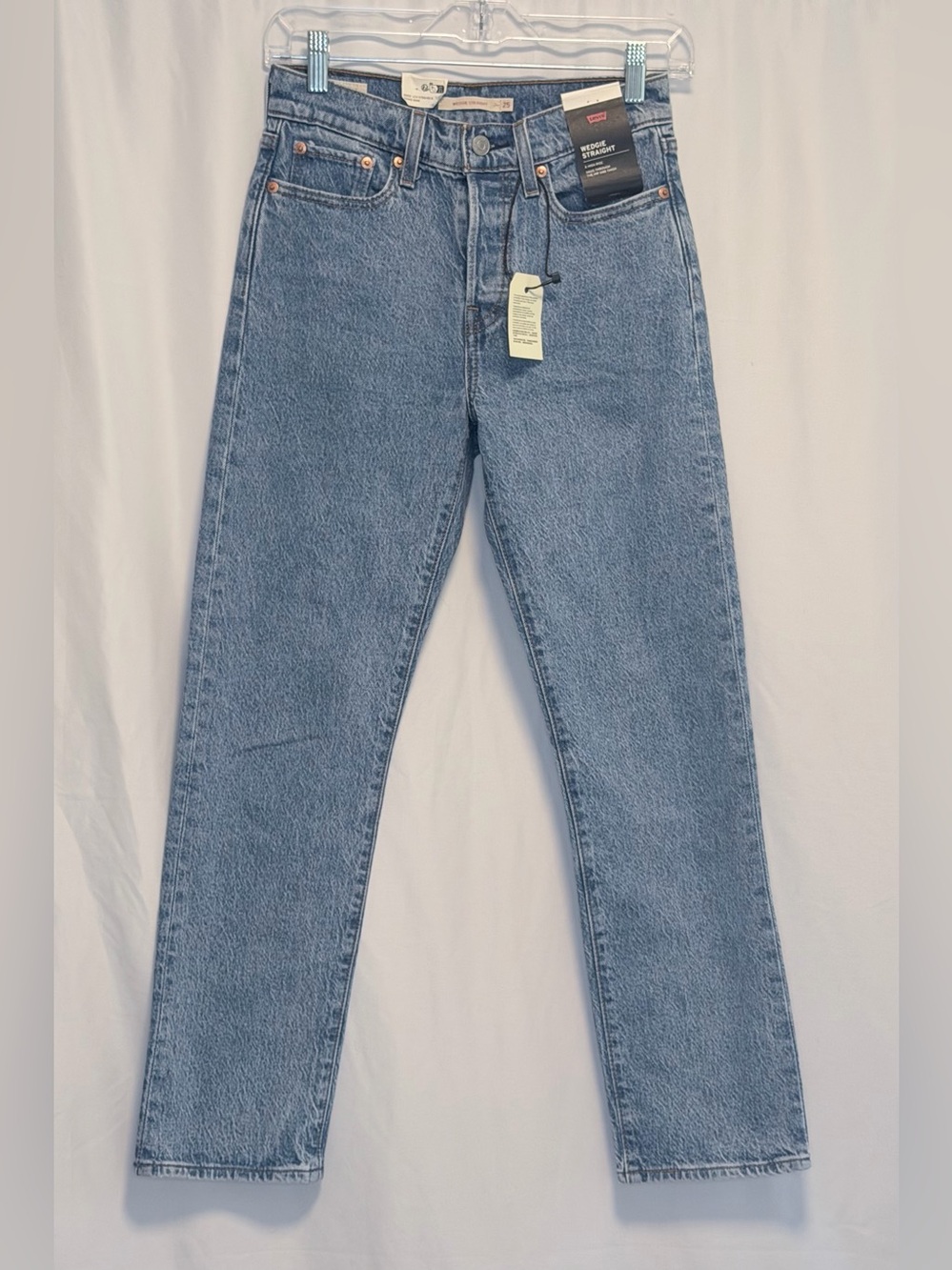 Levi's Wedgie Straight Jeans 25x28 High Rise Straight Leg Medium Wash Denim NWT